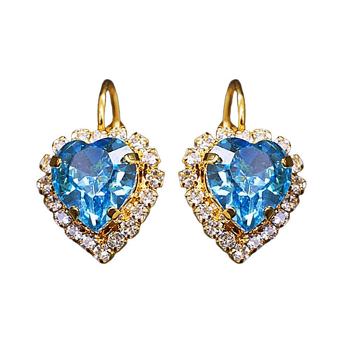 Auskarai „Okeano Širdis (Akvamarino Mėlyna)“ su Swarovski™ kristalais